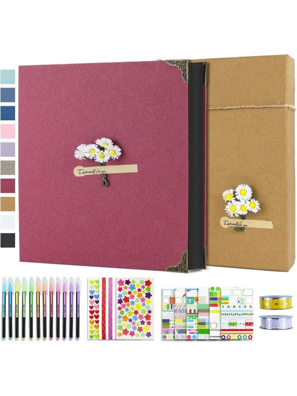 DIY Scrapbook Photo Album Kit - 60 Pages, Pens, Tapes & Stickers - 12x12